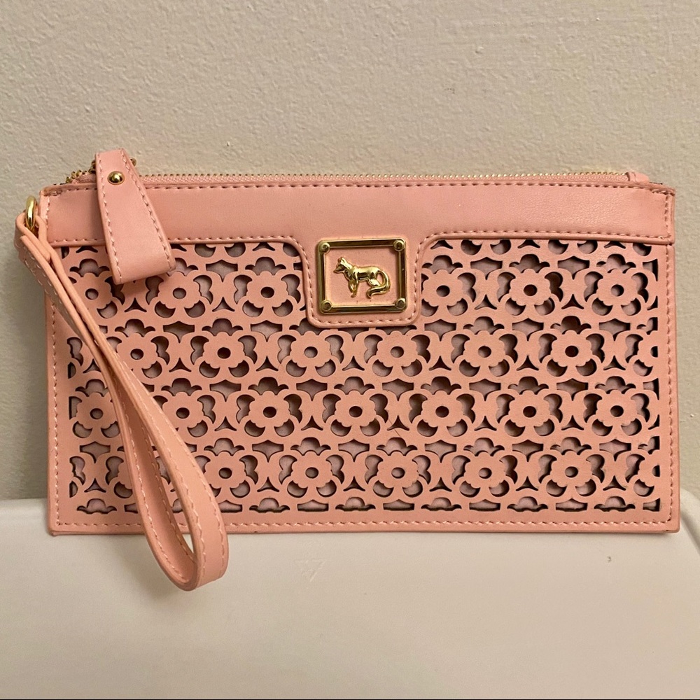 Emma Fox Pink Floral Laser-Cut Wristlet Clutch